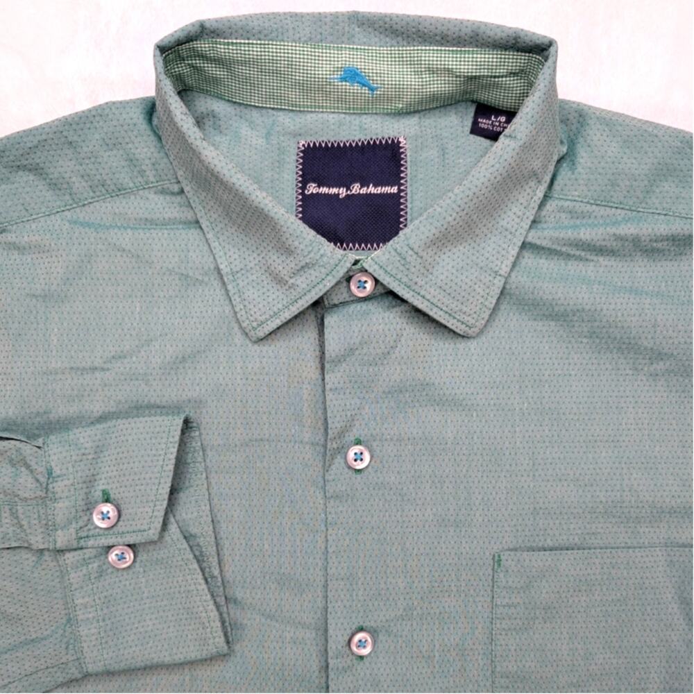 Tommy Bahama Mens Button Up‎ Shirt - Large Gray Vented Breathable